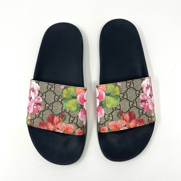 Gucci Black Floral Sandals - Picture 2 of 12